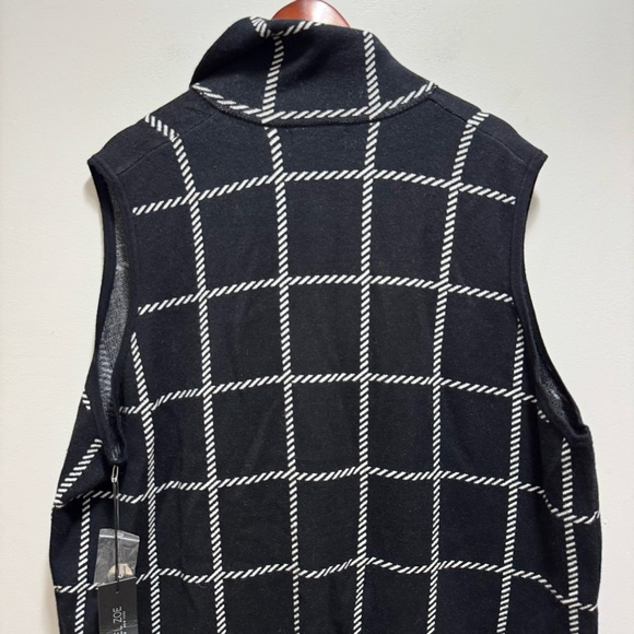 Rachel Zoe Sleeveless Collared Plaid Windowpane Long Blazer Black Vest 3X NWT - Picture 7 of 10